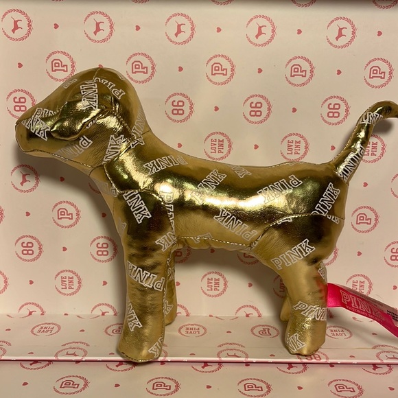 Victoria’s Secret PINK Gold PINK Logo Dog - Picture 1 of 6